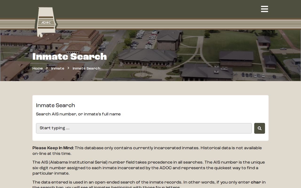 Alabama Department of Corrections inmate search for post-arrest state custody from Clarke County