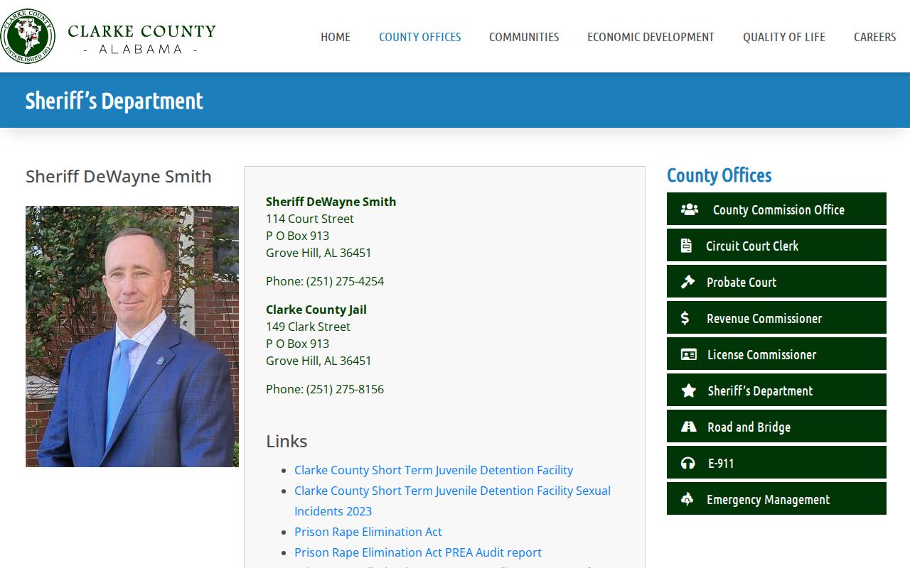 Clarke County Sheriff’s Department jail and arrest-record information page